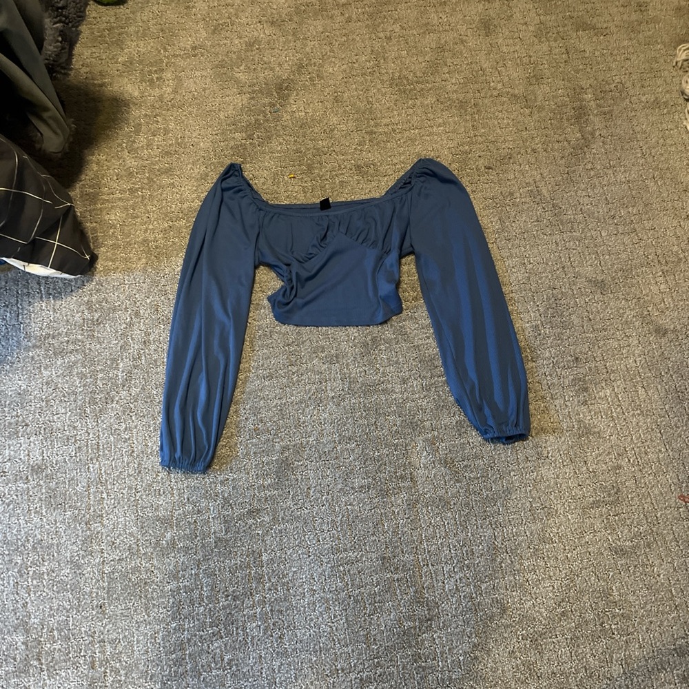 SHEIN Ribbed Blue Top